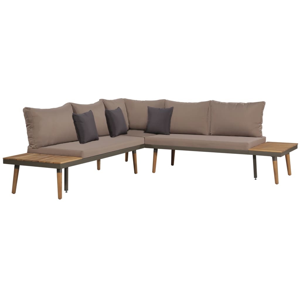 VidaXL 4-delige Loungeset met kussens massief acaciahout bruin