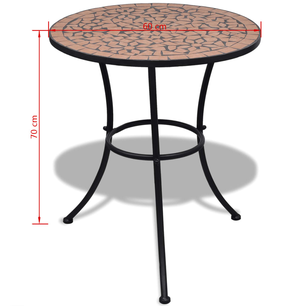 vidaXL Bistrotafel 60 cm mozaïek terracottakleurig