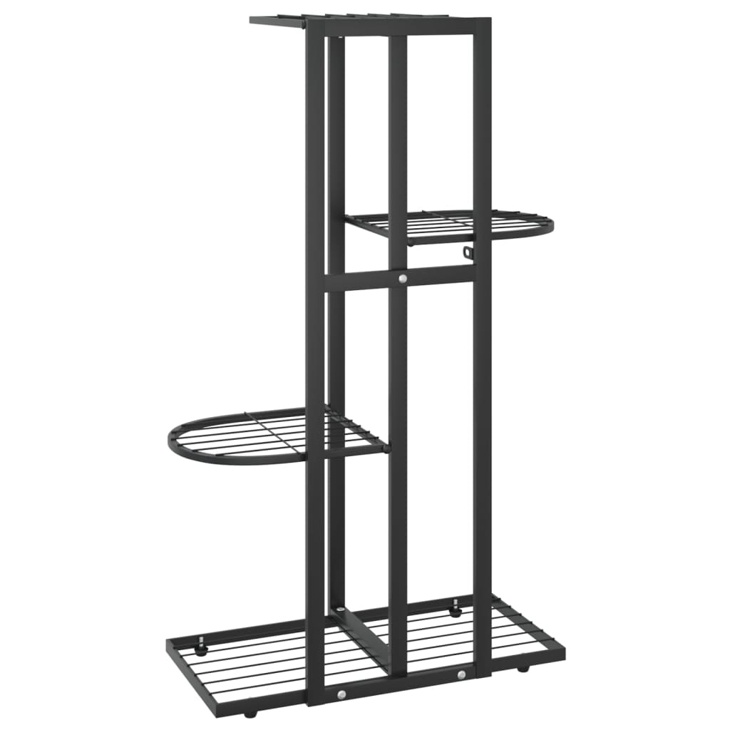 vidaXL Bloemenstandaard met 4 lagen 43x22x76 cm metaal zwart