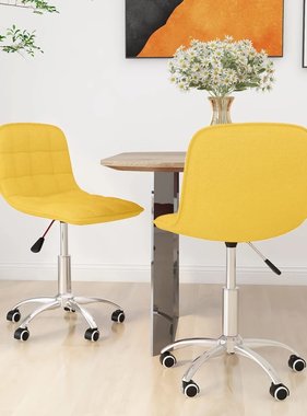 VidaXL Eetkamerstoelen draaibaar 2 st stof mosterdgeel