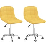 VidaXL Eetkamerstoelen draaibaar 2 st stof mosterdgeel