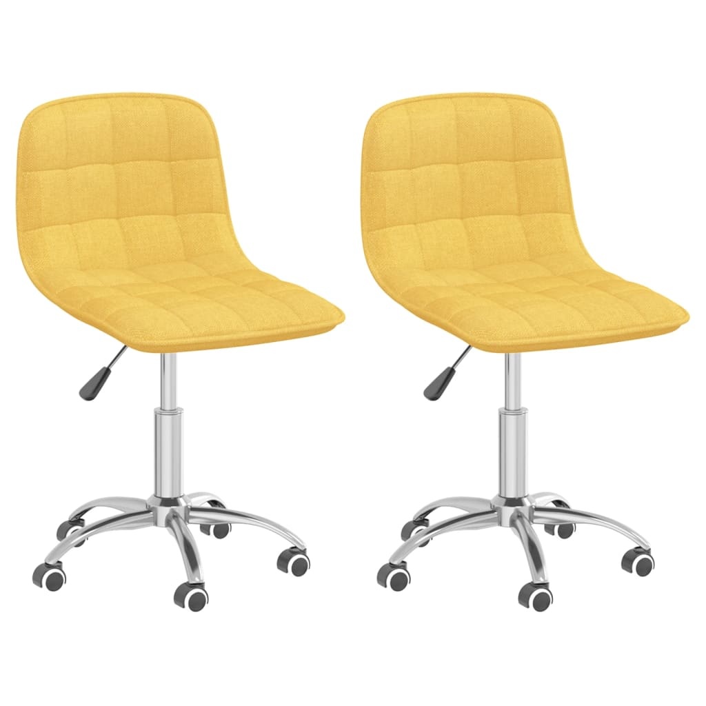 VidaXL Eetkamerstoelen draaibaar 2 st stof mosterdgeel