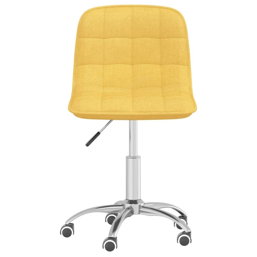 VidaXL Eetkamerstoelen draaibaar 2 st stof mosterdgeel