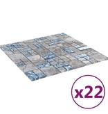 vidaXL Mozaïektegels 22 st zelfklevend 30x30 cm glas grijs en blauw