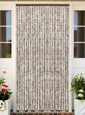 vidaXL Vliegengordijn 100x220 cm chenille taupe en wit