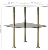 vidaXL Bijzettafel 2-laags 38x38x50 cm gehard glas transparant zwart