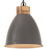 vidaXL Hanglamp industrieel E27 35 cm ijzer en massief hout grijs