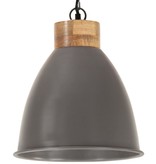 vidaXL Hanglamp industrieel E27 35 cm ijzer en massief hout grijs