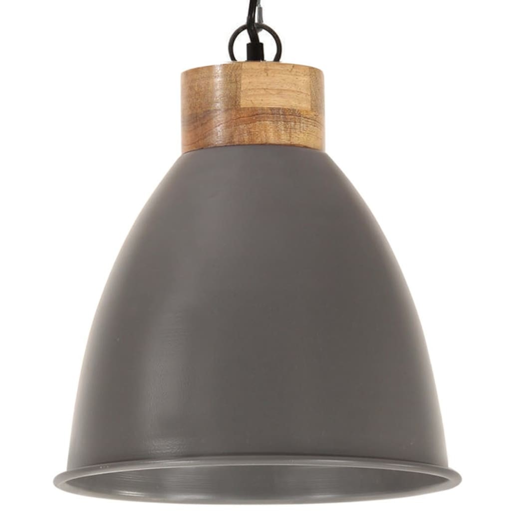 vidaXL Hanglamp industrieel E27 35 cm ijzer en massief hout grijs