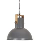 vidaXL Hanglamp industrieel rond 25 W E27 52 cm mangohout grijs