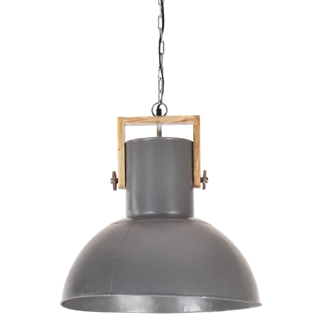 vidaXL Hanglamp industrieel rond 25 W E27 52 cm mangohout grijs