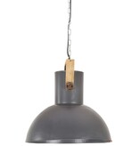 vidaXL Hanglamp industrieel rond 25 W E27 52 cm mangohout grijs