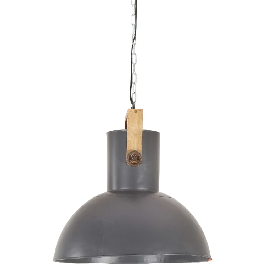 vidaXL Hanglamp industrieel rond 25 W E27 52 cm mangohout grijs