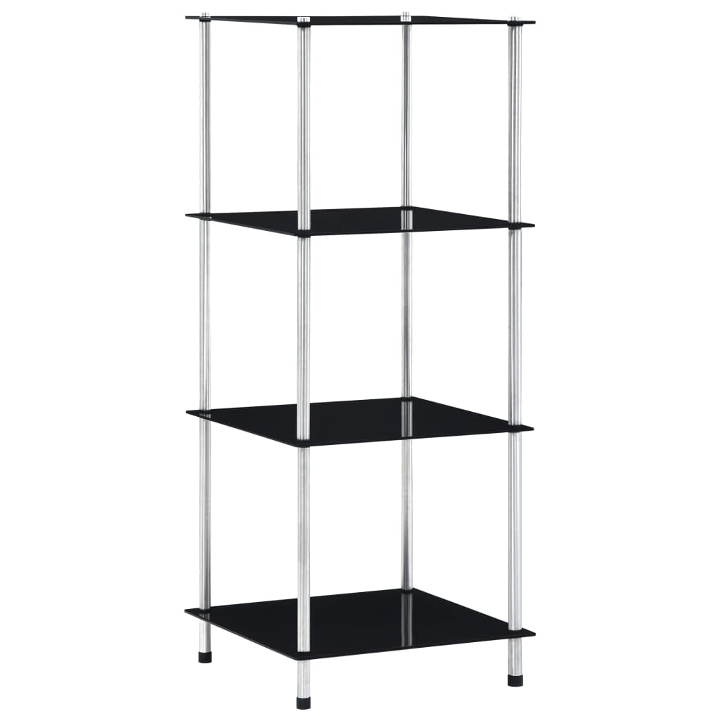 VidaXL Kastje 4-laags 40x40x100 cm gehard glas zwart