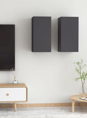 VidaXL Tv-meubelen 2 st 30,5x30x60 cm spaanplaat grijs