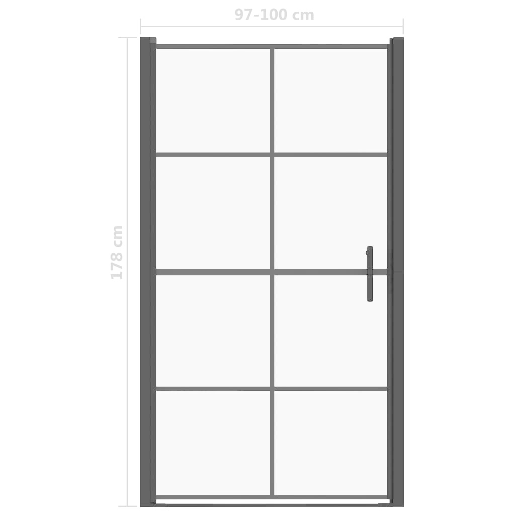 VidaXL Douchedeur 100x178 cm gehard glas zwart