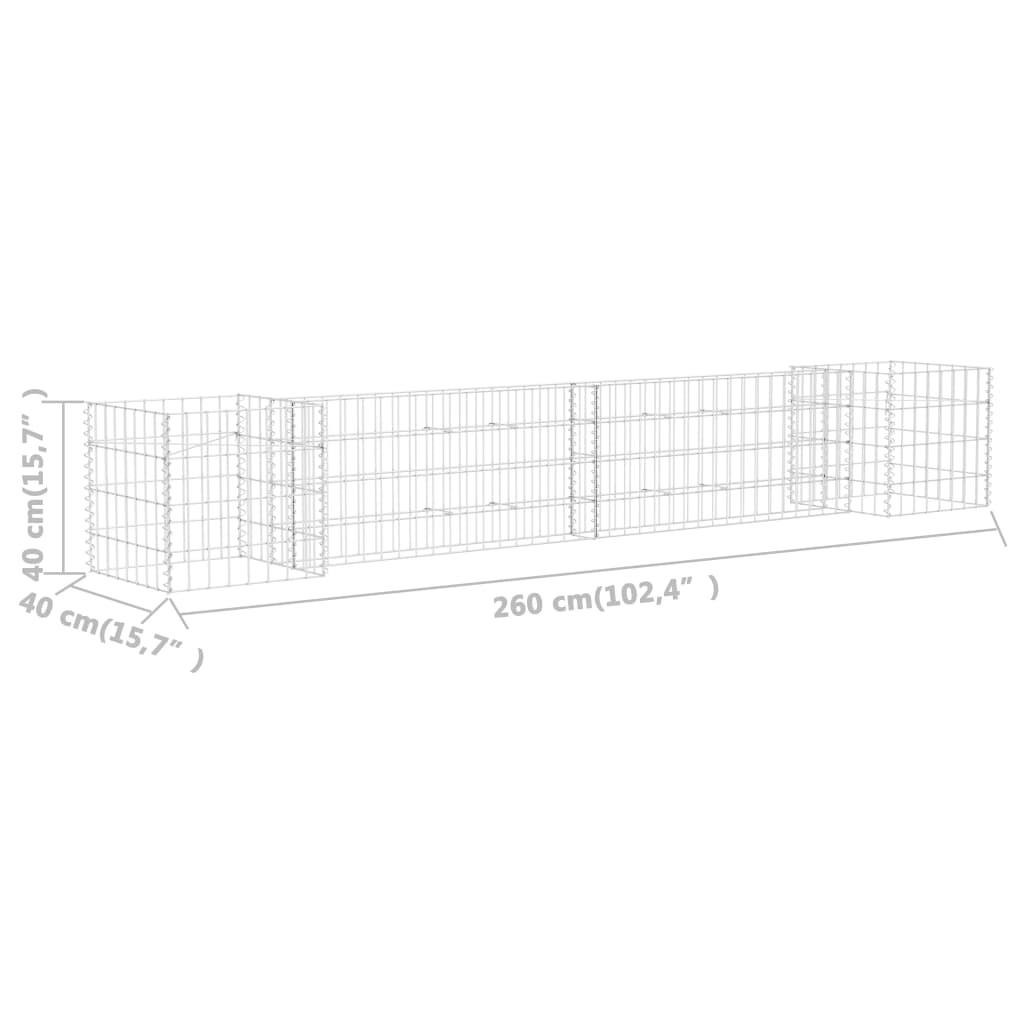 VidaXL Gabion plantenbak H-vormig 260x40x40 cm staaldraad