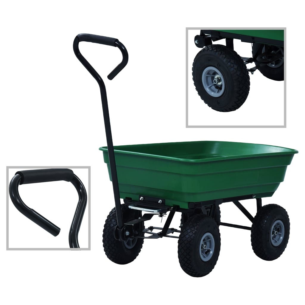 VidaXL Tuinkiepwagen 300 kg 75L groen