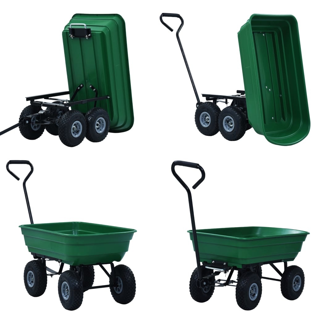 VidaXL Tuinkiepwagen 300 kg 75L groen