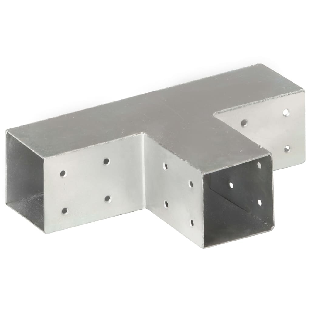 VidaXL Paalverbindingen 4 st T-vorm 71x71 mm gegalvaniseerd metaal