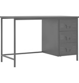 vidaXL Bureau met lades industrieel 120x55x75 cm staal zwart