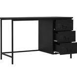 VidaXL Bureau met lades industrieel 120x55x75 cm staal zwart