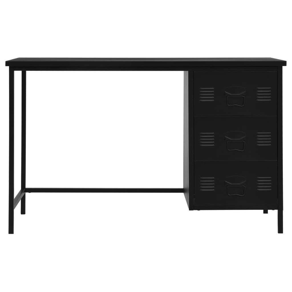 VidaXL Bureau met lades industrieel 120x55x75 cm staal zwart
