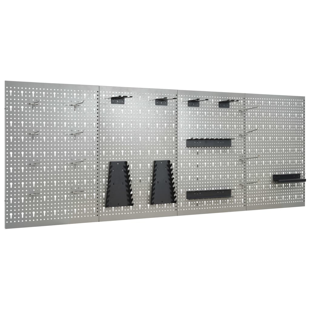VidaXL Gaatjespaneel wandgemonteerd 4 st 40x58 cm staal