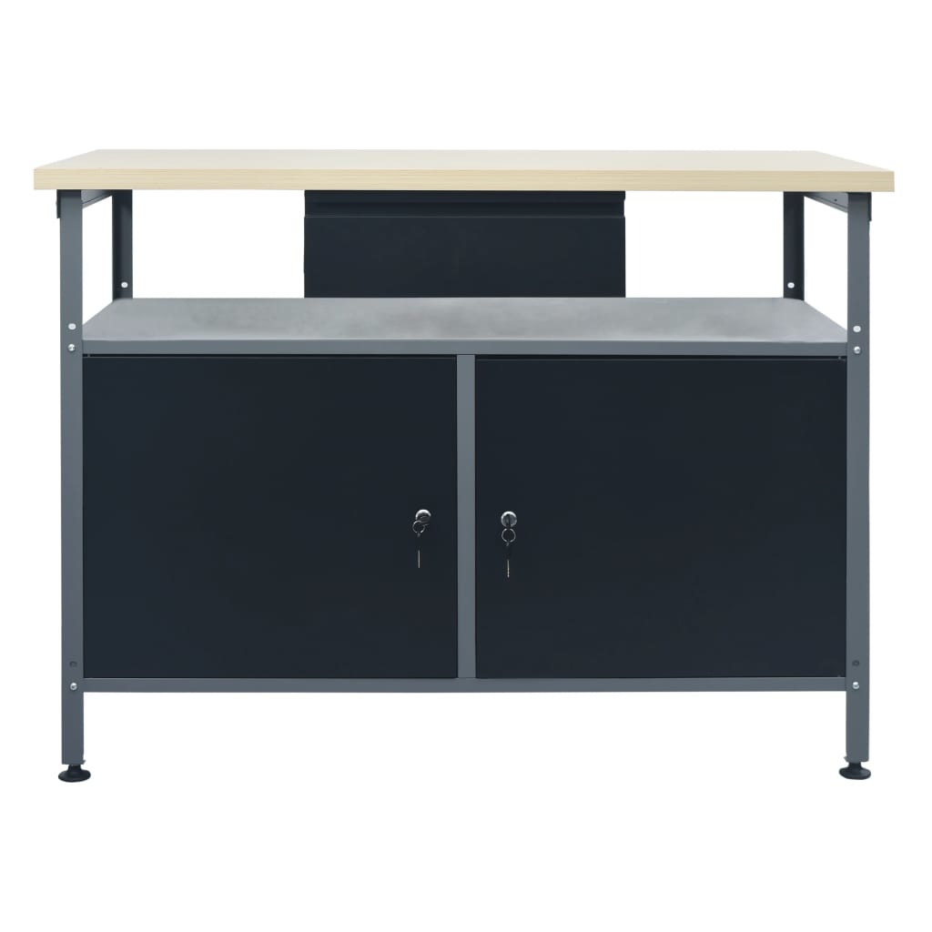 vidaXL Werkbank 120x60x85 cm staal zwart