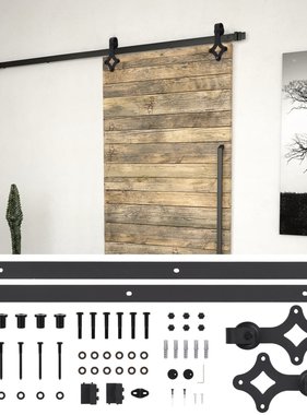 VidaXL Doos met onderdelen voor schuifdeur 200 cm staal zwart