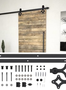 VidaXL Doos met onderdelen voor schuifdeur 183 cm staal zwart