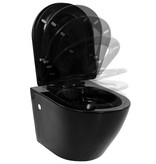 VidaXL Hangend toilet randloos keramiek zwart
