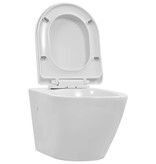 VidaXL Hangend toilet randloos keramiek wit