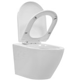 VidaXL Hangend toilet randloos keramiek wit