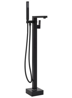 VidaXL Badkuipkraan vrijstaand 90 cm roestvrij staal zwart
