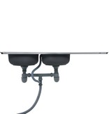 VidaXL Gootsteen dubbele bak met afvoer en zwanenhals roestvrij staal