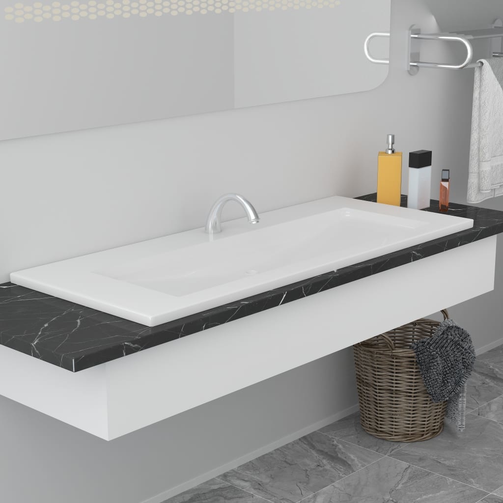VidaXL Inbouwwastafel 101x39,5x18,5 cm keramiek wit
