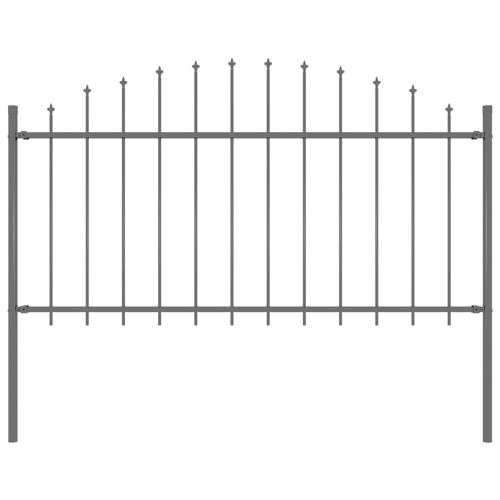 VidaXL Tuinhek met speren bovenkant (1,25-1,5)x1,7 m staal zwart