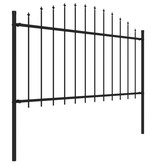 VidaXL Tuinhek met speren bovenkant (1,25-1,5)x1,7 m staal zwart