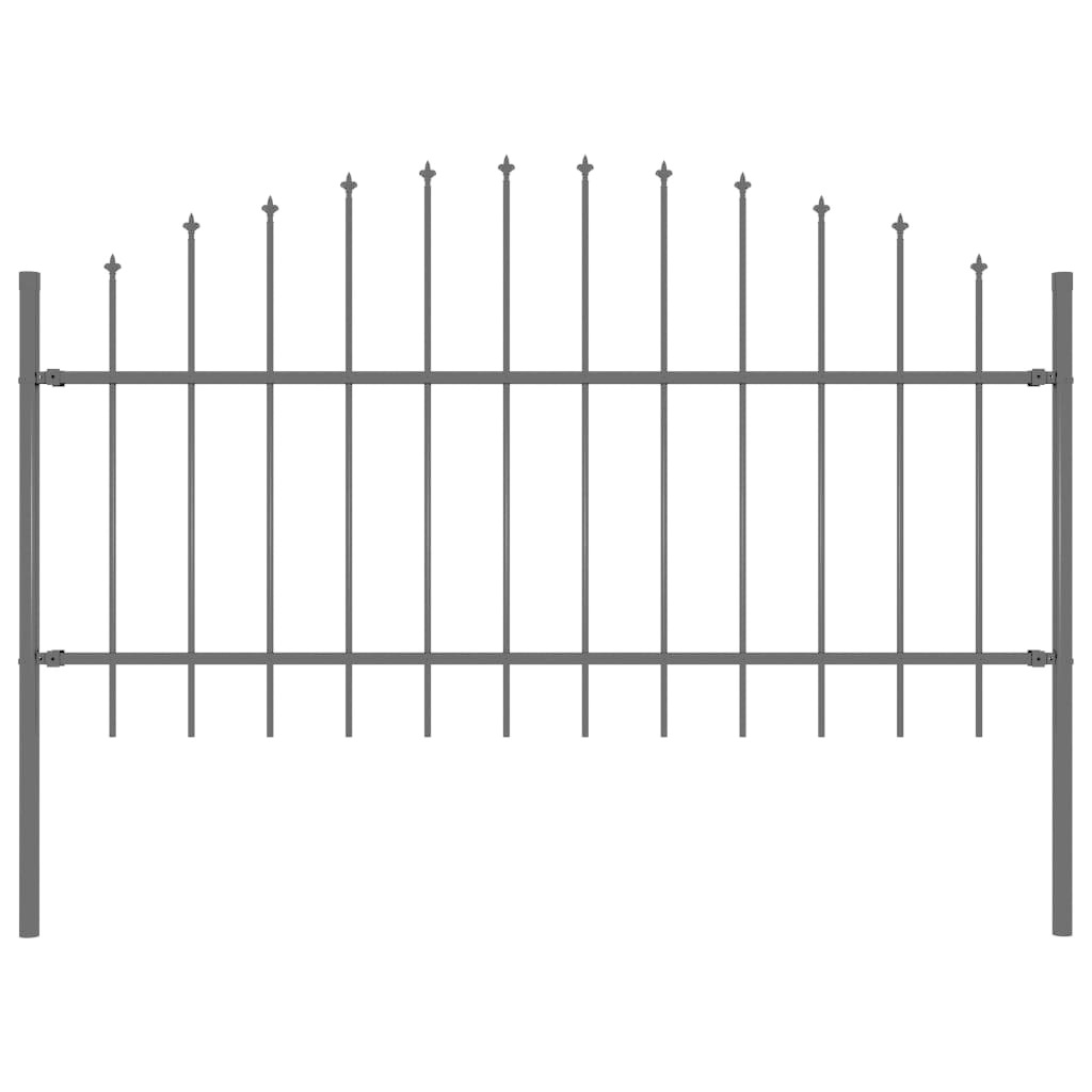VidaXL Tuinhek met speren bovenkant (1-1,25)x1,7 m staal zwart