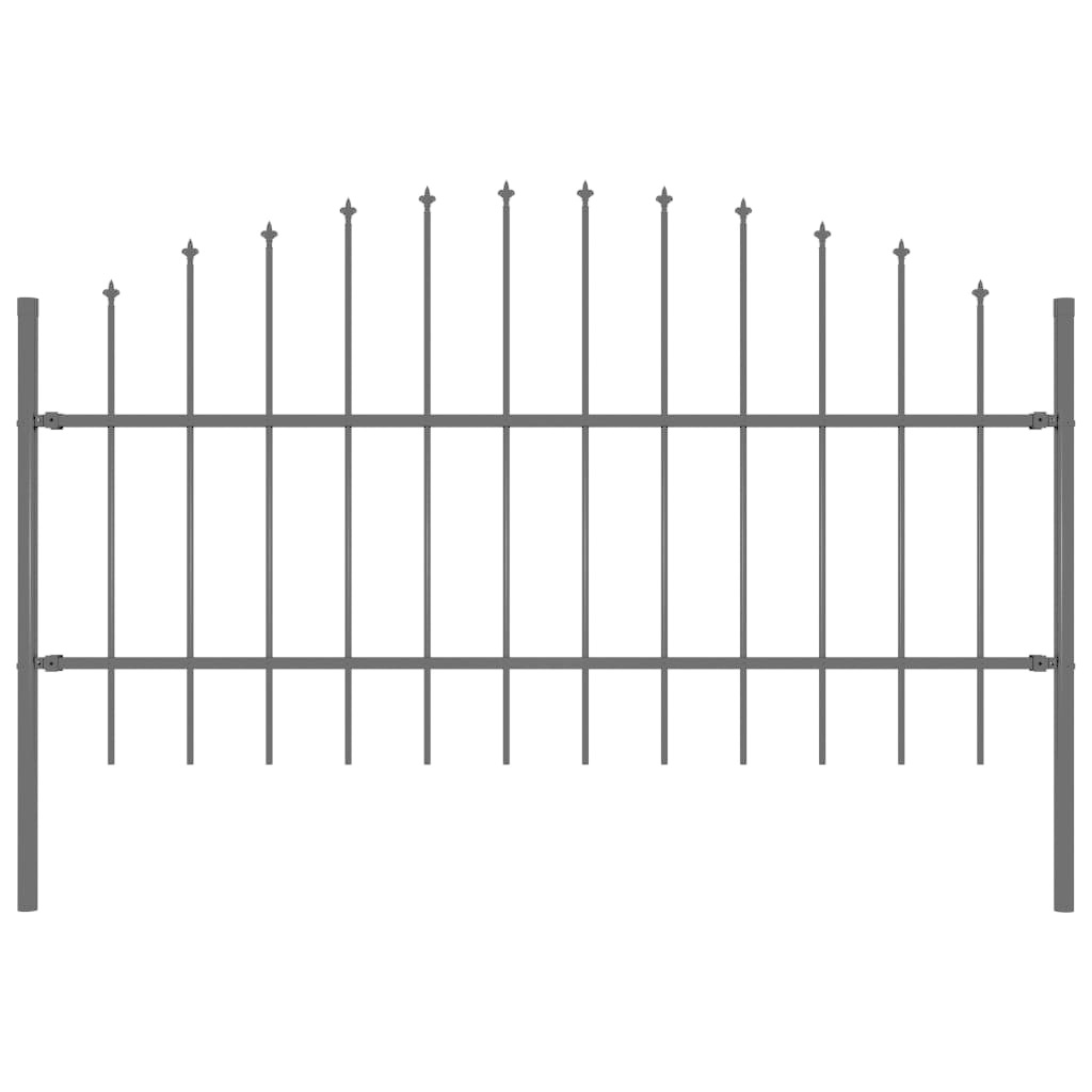 VidaXL Tuinhek met speren bovenkant (0,75-1)x1,7 m staal zwart