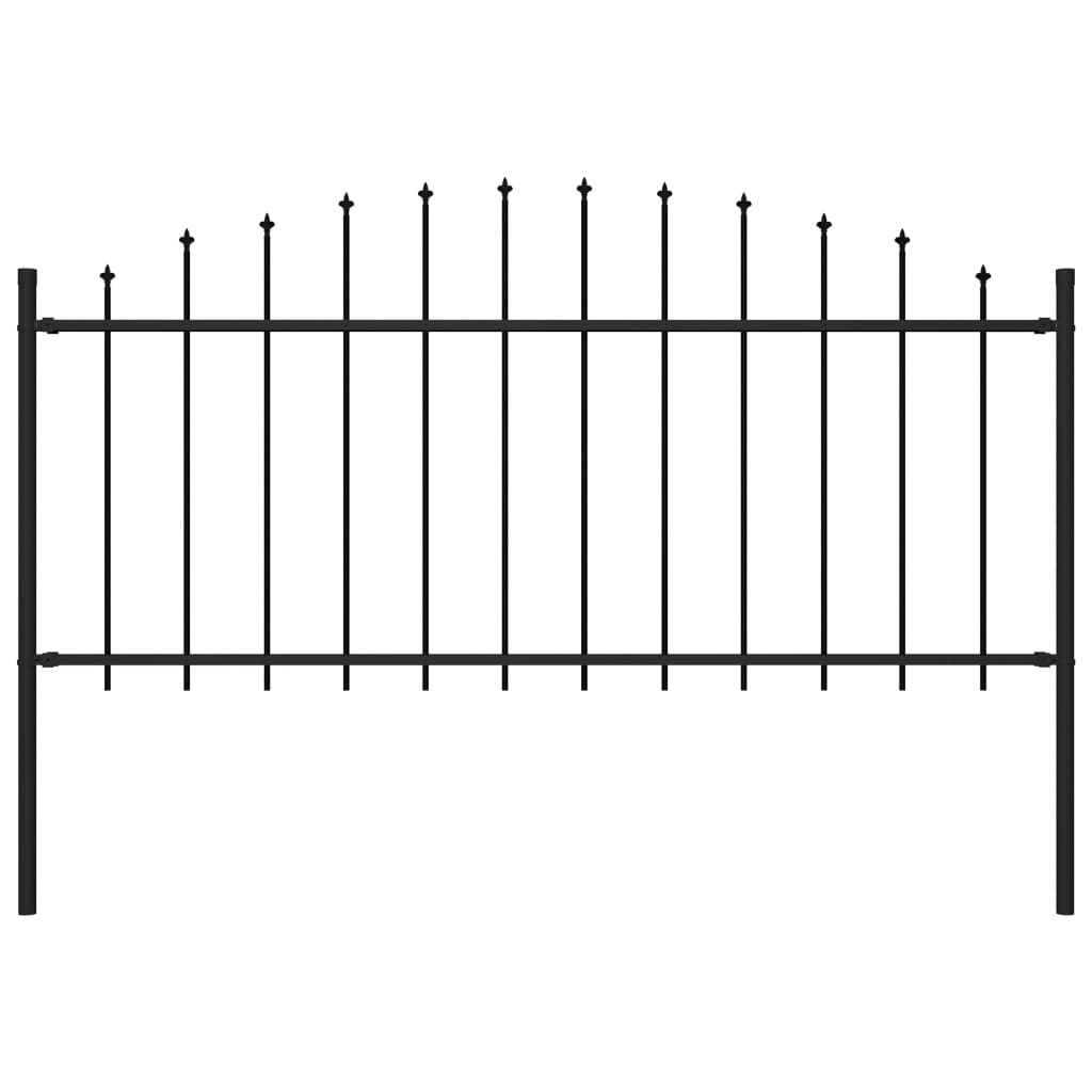 VidaXL Tuinhek met speren bovenkant (0,5-0,75)x1,7 m staal zwart