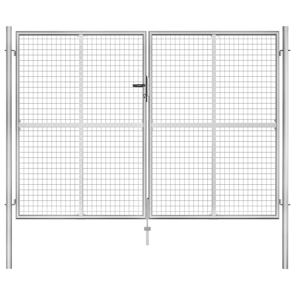 vidaXL Tuinpoort 306x225 cm gegalvaniseerd staal zilverkleurig