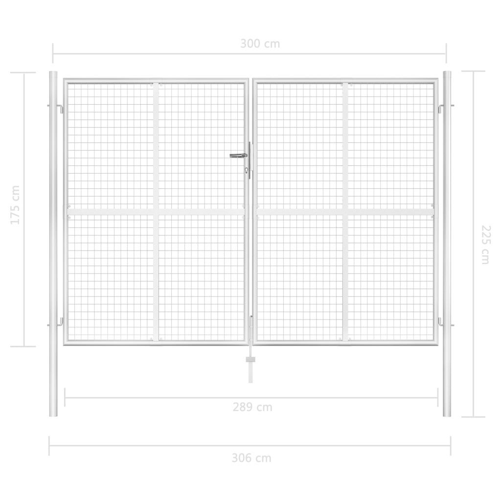 vidaXL Tuinpoort 306x225 cm gegalvaniseerd staal zilverkleurig