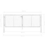 VidaXL Tuinpoort 306x125 cm gegalvaniseerd staal zilverkleurig
