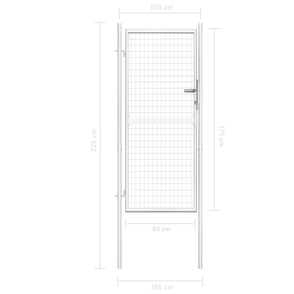 VidaXL Tuinpoort 105x225 cm gegalvaniseerd staal zilverkleurig