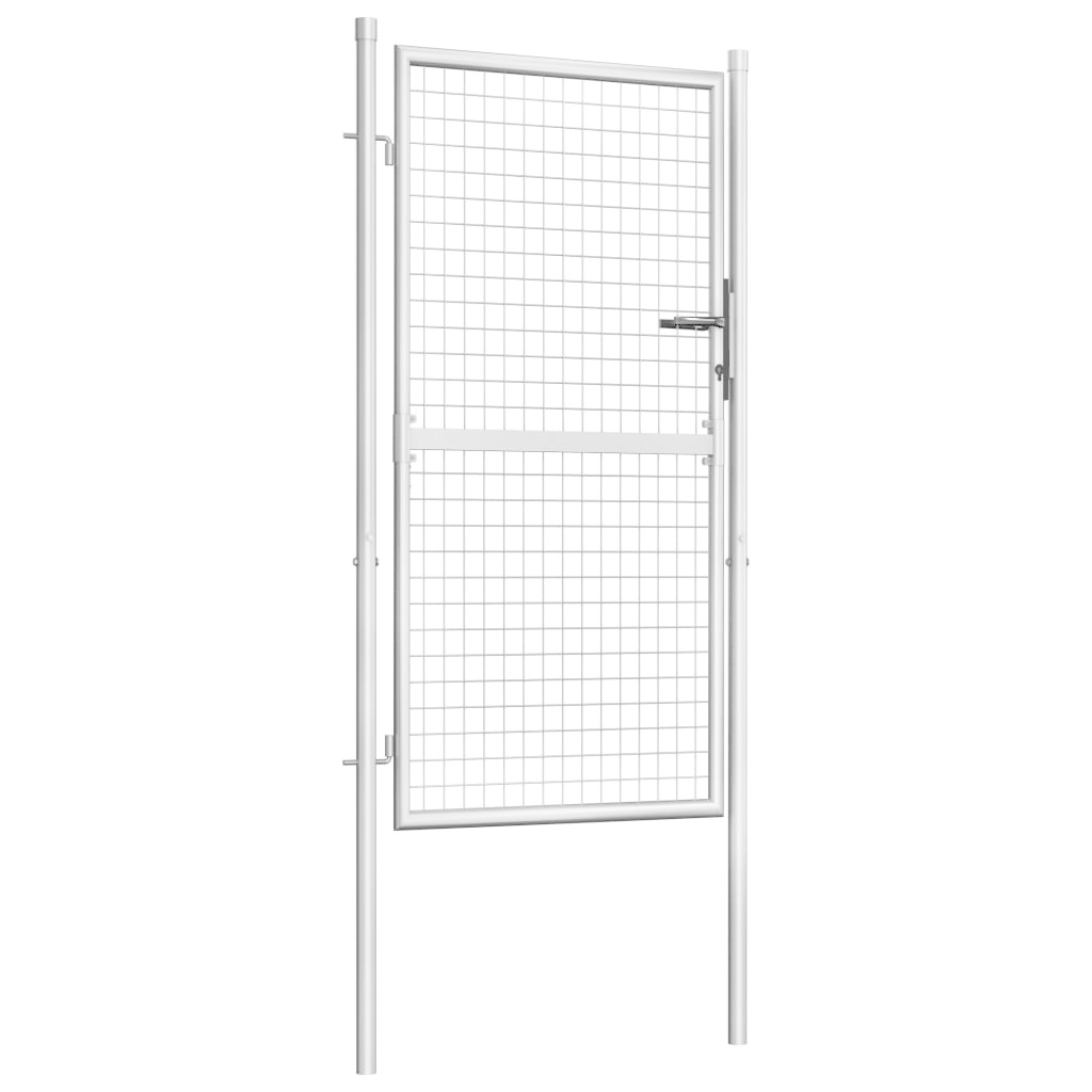 VidaXL Tuinpoort 105x200 cm gegalvaniseerd staal zilverkleurig