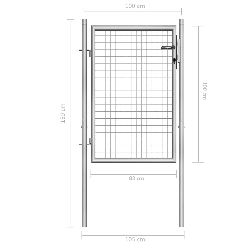 VidaXL Tuinpoort 105x150 cm gegalvaniseerd staal zilverkleurig