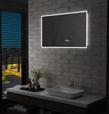 VidaXL Badkamerspiegel LED met aanraaksensor en tijdweergave 100x60 cm