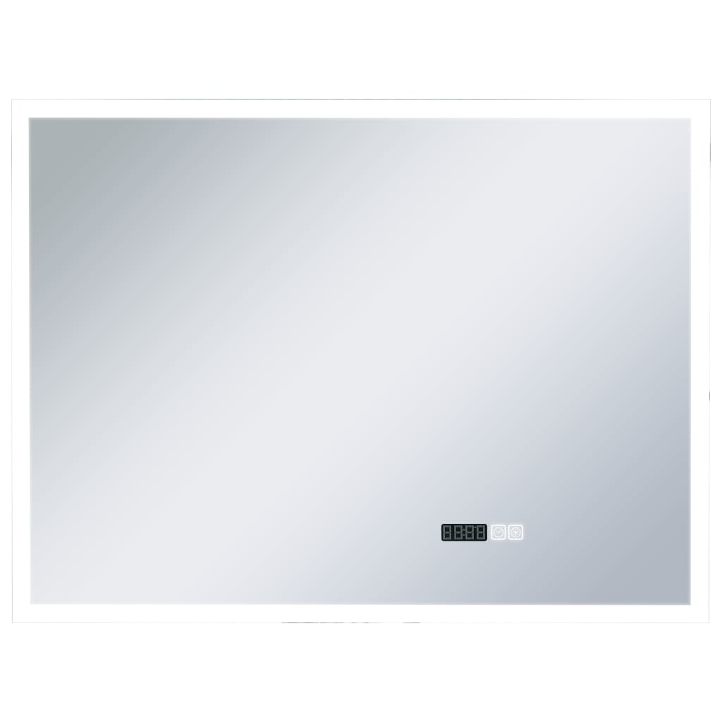 VidaXL Badkamerspiegel LED met aanraaksensor en tijdweergave 80x60 cm